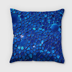 Подушка квадратная Блестящие синие отражения, цвет: 3D-принт