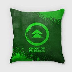 Подушка квадратная Ghost of Tsushima - green gradient, цвет: 3D-принт