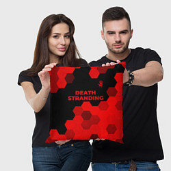 Подушка квадратная Death Stranding - red gradient посередине, цвет: 3D-принт — фото 2