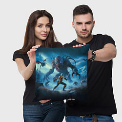 Подушка квадратная Ciri vs dark monster - Witcher 4, цвет: 3D-принт — фото 2
