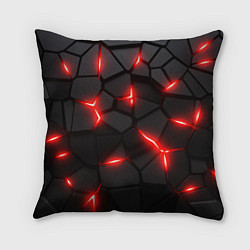 Подушка квадратная Красная неоновая броня, цвет: 3D-принт