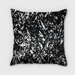 Подушка квадратная Искажённый пёстрый чёрно-белый, цвет: 3D-принт