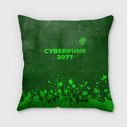 Подушка квадратная Cyberpunk 2077 - green gradient посередине, цвет: 3D-принт