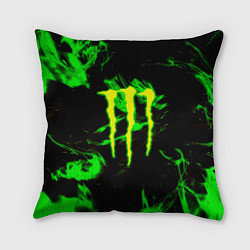 Подушка квадратная Monster energy кислотное лого огонь, цвет: 3D-принт