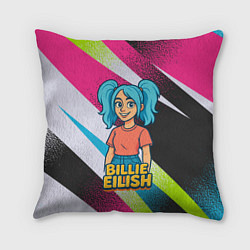 Подушка квадратная Билли Айлиш в стиле мультфильма