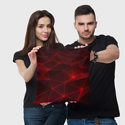 Подушка квадратная Красные полигоны с неоном, цвет: 3D-принт — фото 2