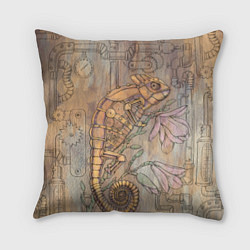 Подушка квадратная Стимпанк механический киберхамелеон, цвет: 3D-принт