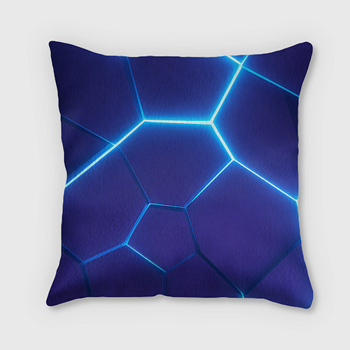 Подушка квадратная Bones белое лого на синих плитах / 3D-принт – фото 2