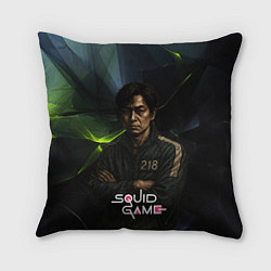Подушка квадратная Игра в кальмара - игрок 218 скрещивает руки, цвет: 3D-принт