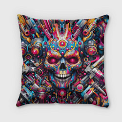 Подушка квадратная Art cyber skull - ai art fantasy, цвет: 3D-принт