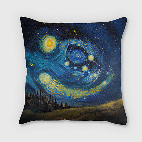 Подушка квадратная Звездная ночь - Тираннозавр / 3D-принт – фото 2