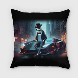 Подушка квадратная Бендер счастливый владелец Ламборджини, цвет: 3D-принт