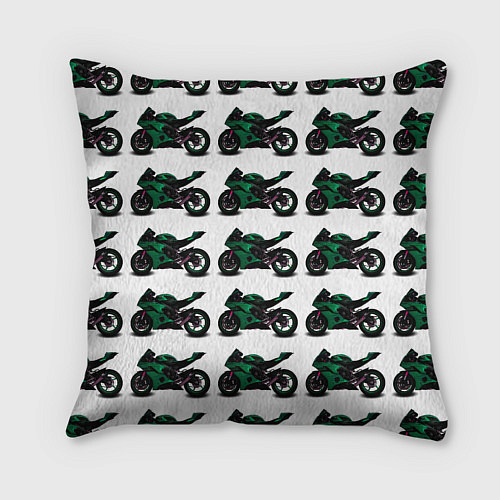 Подушка квадратная Motorbike dark green / 3D-принт – фото 2