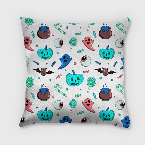 Подушка квадратная Halloween light blue pumpkin / 3D-принт – фото 2
