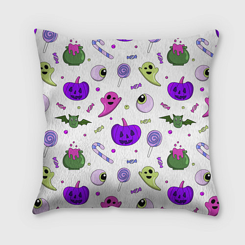 Подушка квадратная Halloween purple pumpkin pattern / 3D-принт – фото 2