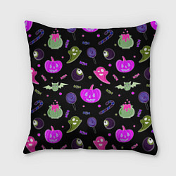 Подушка квадратная Halloween pink black pumpkin