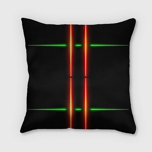 Подушка квадратная Neon green black red line / 3D-принт – фото 2