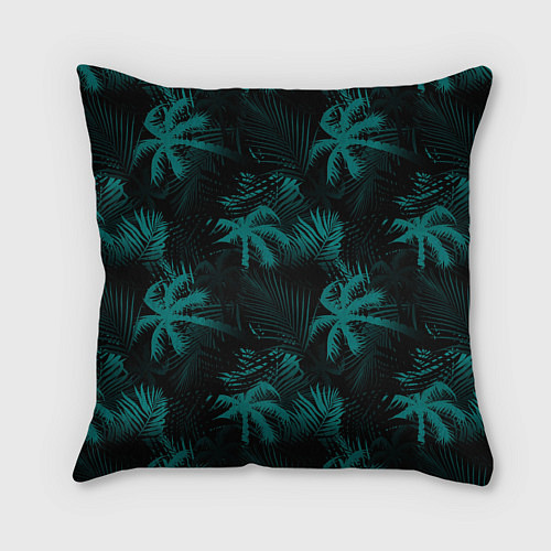 Подушка квадратная Palm light blue dark / 3D-принт – фото 2