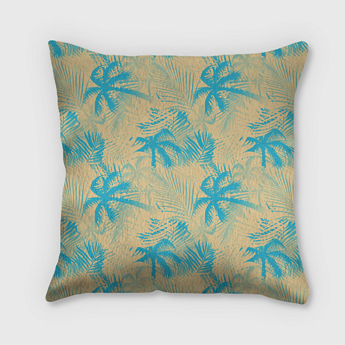 Подушка квадратная Palm light blue beige / 3D-принт – фото 2