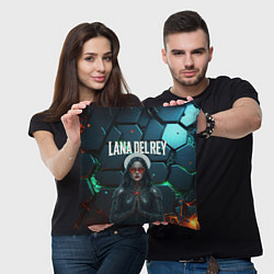 Подушка квадратная Lana Del Rey в стиле киберпанка, цвет: 3D-принт — фото 2