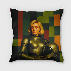 Подушка квадратная Ретрофутуризм девушка в скафандре, цвет: 3D-принт