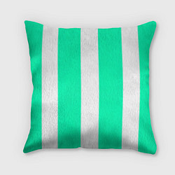 Подушка квадратная Color turquoise white line