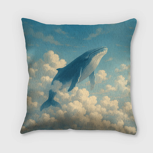 Подушка квадратная Кит в облаках / 3D-принт – фото 2