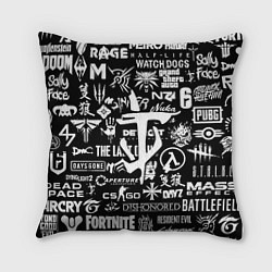 Подушка квадратная Doom логотипы всех игр, цвет: 3D-принт