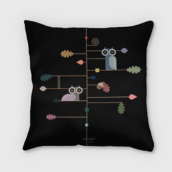 Подушка квадратная Falling leaves sitting owls