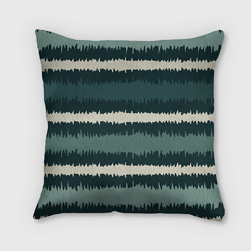 Подушка квадратная Полосы зигзагообразные зеленые / 3D-принт – фото 2