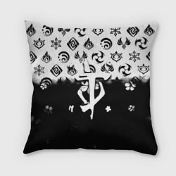 Подушка квадратная Doom черно белые аниме, цвет: 3D-принт