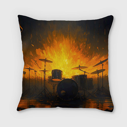 Подушка квадратная Гитарист играющий в пламени / 3D-принт – фото 2