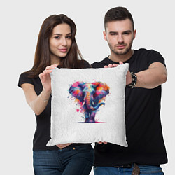 Подушка квадратная Радужный слон, цвет: 3D-принт — фото 2