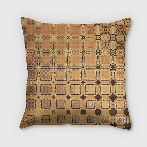 Подушка квадратная Абстрактный узор кремово-песочный / 3D-принт – фото 2