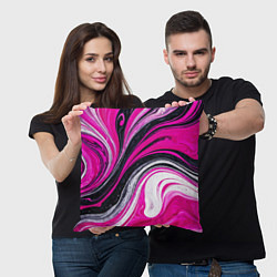 Подушка квадратная Розово белая абстракция, цвет: 3D-принт — фото 2