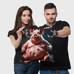 Подушка квадратная Свинья отдыхает, цвет: 3D-принт — фото 2