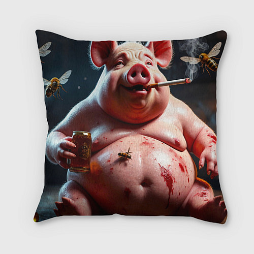 Подушка квадратная Свинья отдыхает / 3D-принт – фото 2