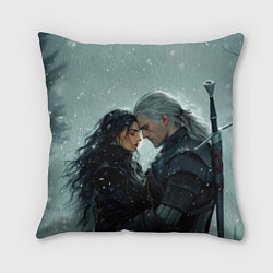 Подушка квадратная Йеннифэр и Геральт в обнимку, цвет: 3D-принт