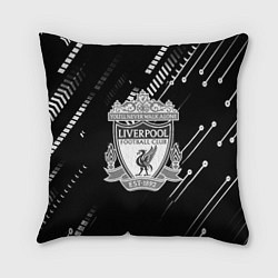 Подушка квадратная Liverpool геометрия черно белая, цвет: 3D-принт