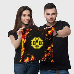 Подушка квадратная Borussia огненные краски, цвет: 3D-принт — фото 2