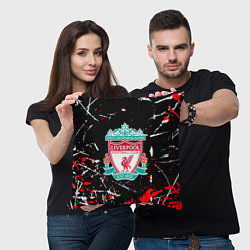 Подушка квадратная Liverpool штрихи красок, цвет: 3D-принт — фото 2
