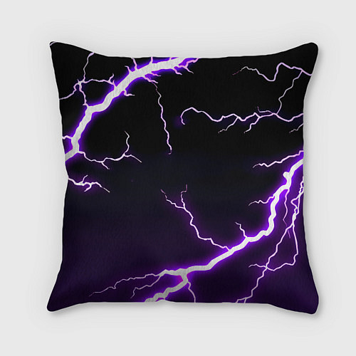 Подушка квадратная Манчестер молнии шторм неон / 3D-принт – фото 2