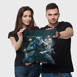 Подушка квадратная Волк боец, цвет: 3D-принт — фото 2