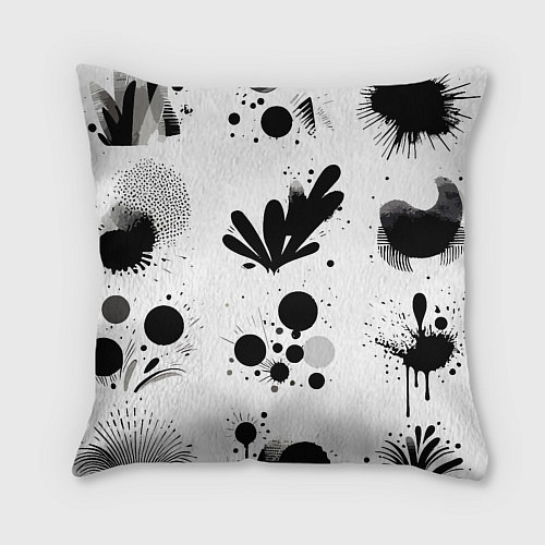 Подушка квадратная Растительный паттерн и кляксы - Милан / 3D-принт – фото 2