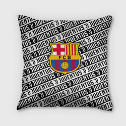 Подушка квадратная Барселона х Ювентус паттерн, цвет: 3D-принт