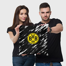Подушка квадратная Borussia штрихи красок текстура, цвет: 3D-принт — фото 2