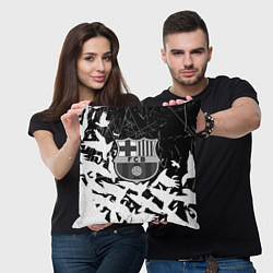 Подушка квадратная Barcelona черно белые птицы, цвет: 3D-принт — фото 2