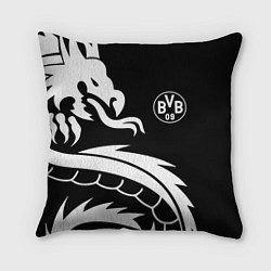 Подушка квадратная Borussia дракон белый, цвет: 3D-принт