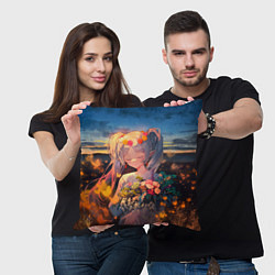 Подушка квадратная Фрирен с цветами, цвет: 3D-принт — фото 2