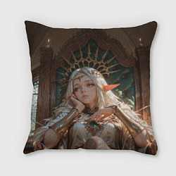 Подушка квадратная Беловолосая королева эльфов на троне